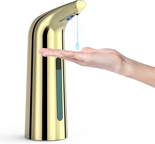 Automatic Soap Dispenser with Infrared Sensor - Adjustable 4-Level Touchless Hand Soap for Kitchen, Bathroom - Battery Operated Electric Dispenser,