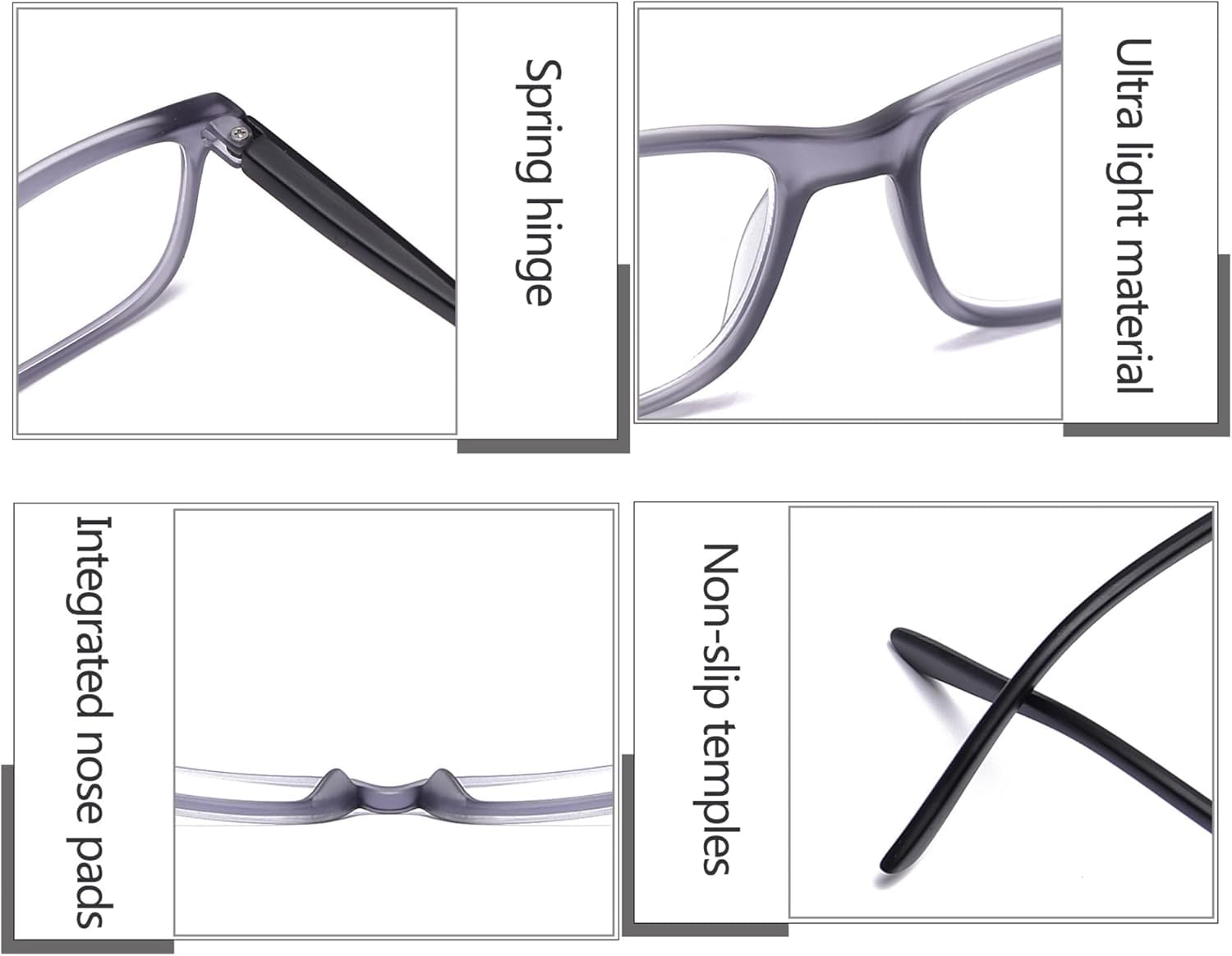 Occhiali da Lettura per Computer Blocco Luce Blu Pc Rettangolare Telaio A Molla Cerniera Lettore per Uomo Donna, Black, 3.0X