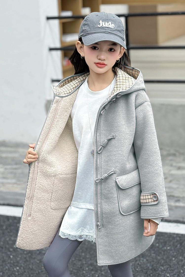 [zimumoda] ダッフルコート アウター 子供服 女の子 2点セット ジャケット+手袋 牛角ボタン フォマール 防寒 防風 韓