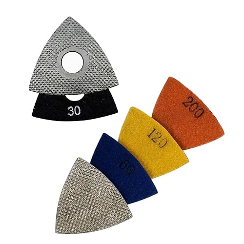 Almohadillas triangulares de pulido de diamante de 3 "para herramientas oscilantes, grano 30, 60, 120, 200