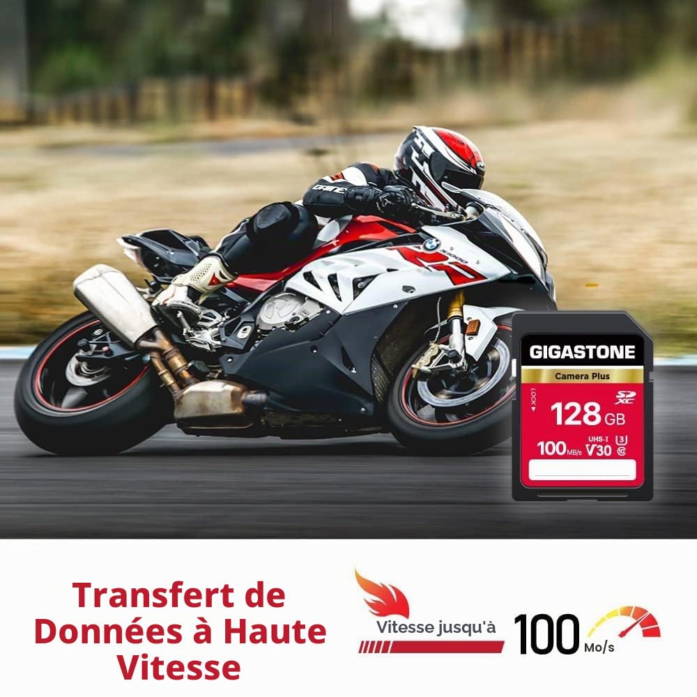Gigastone Carte Mémoire SDXC 128 Go Lot de 2 , Prime Série, Vitesse 80 Mo/s. Compatible avec Photos, vidéos, Musique, Caméscope, Caméra, PC, U1 UHS-I Classe 10 pour UHD Vidéo, avec 2 Mini étui