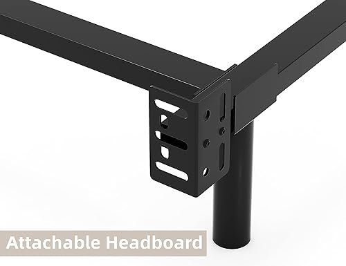 Miniatura 5 de THEOCORATE Marco de cama tamaño King marco de cama de metal básico de 7 pulgadas base de perfil bajo para somier soporte de 9 patas sin ruido fácil
