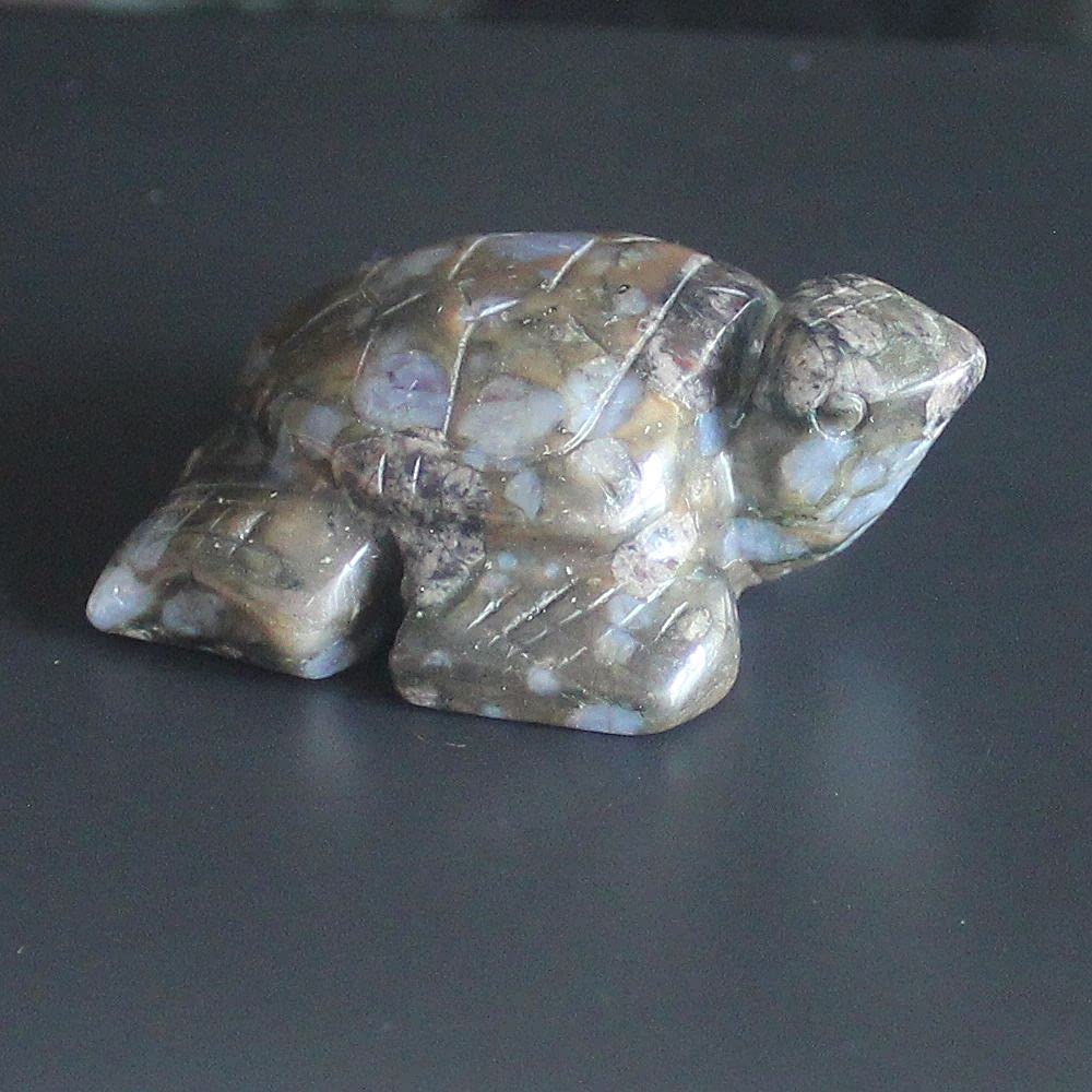 2'' Hand Carved Gemstone Crystal sea Turtle Figurine Animal Carving Statue Home Decor (llanite)