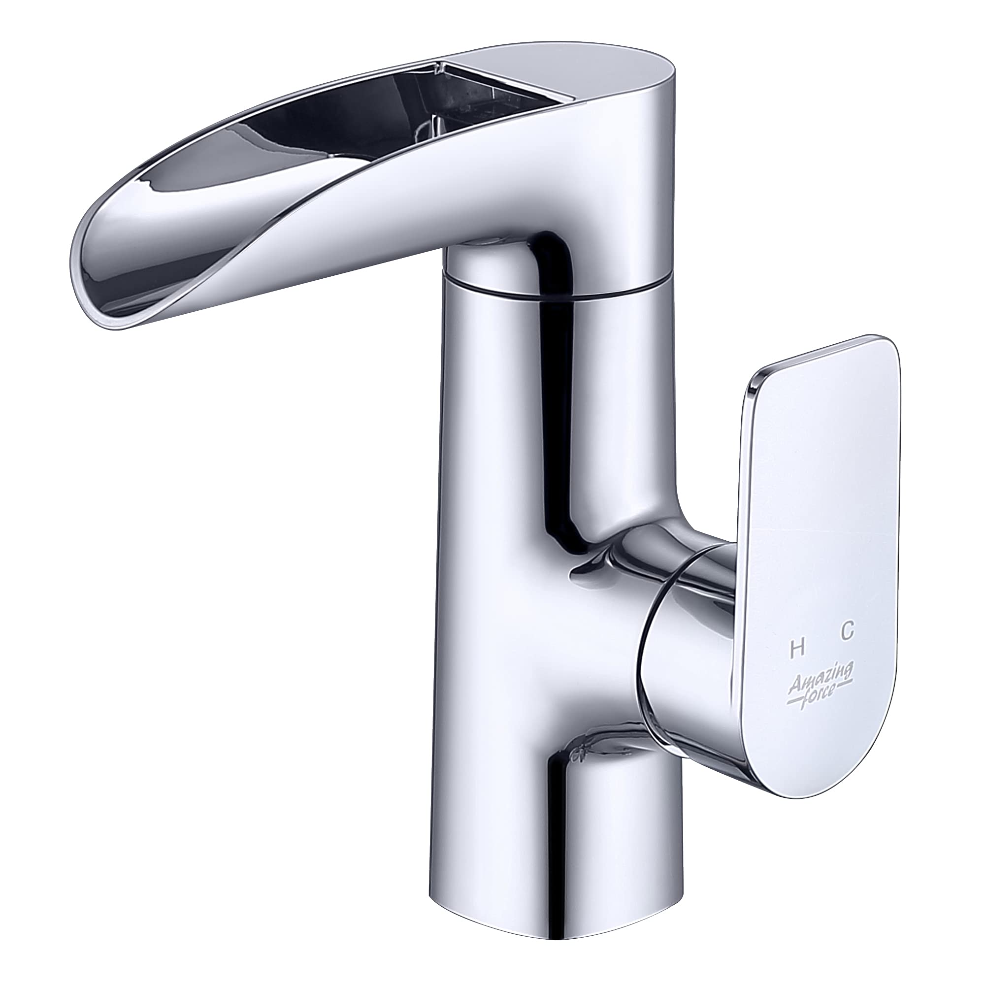 Basin Mixer Tap - AMAZING FORCE 3 Layer Chrome Stainless Steel Modern Bathroom Sink Mixer Tap, 360°Swivel Spout with UK Standard Hoses, Anti-Scald Hot and Cold Quick Install Mixer Tap