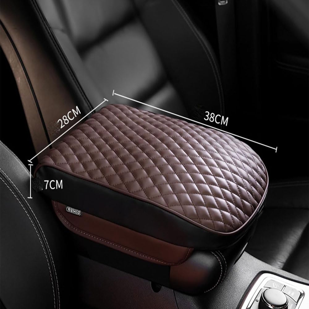 PARREN Coche Fundas Reposabrazos para Au-di A7 S7 C8 C7 C7.5 Sportback 2010-2024, Almohadilla de Consola Central Reposabrazos Protectora Impermeable Pad Accesorios,D/Brown