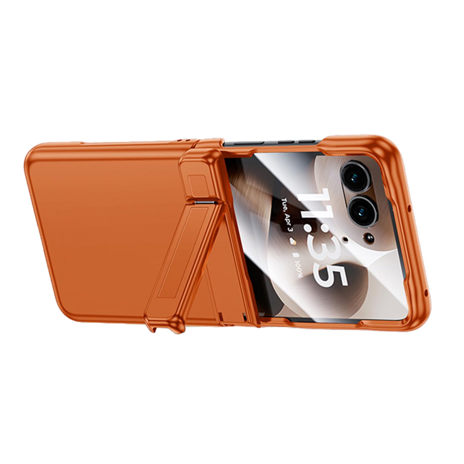 FDUJINH Cover for Motorola Razr 70 Ultra /70 Plus/70, Built-In Screen Protector, Hinge Kickstand Case All -Inclusive Shockproof,Orange,70