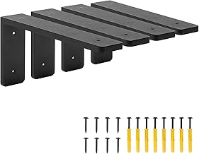 8"x 4"Shelf Brackets,L Shelf Brackets, die-cast Formation, Vertical Angle, Premium Alloy Metal Heavy Duty Shelf Bracket, high Strength Mounting Hardware Included, Corner Brace Joint,Pack of 4.