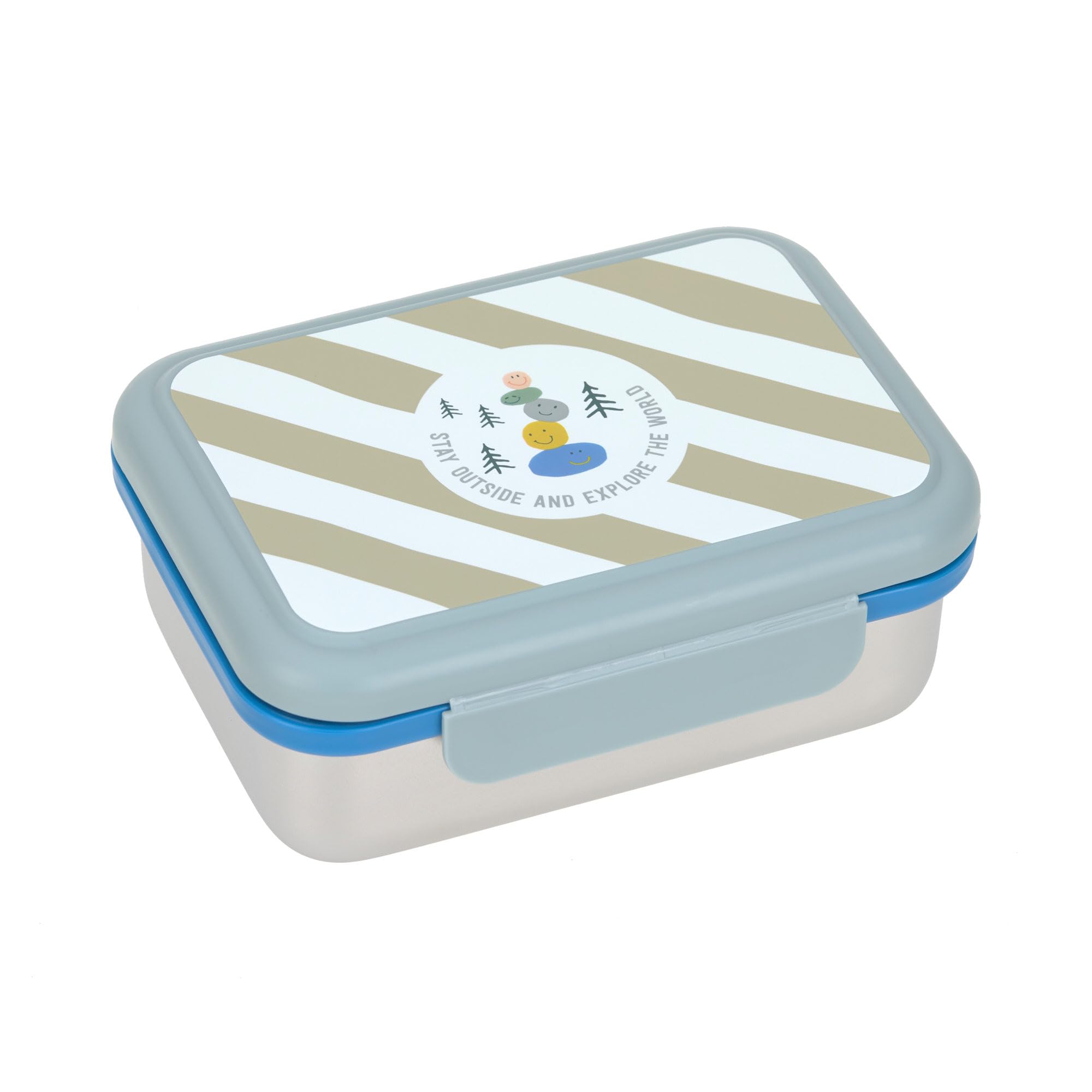 LÄSSIG Boîte à lunch pour enfants en acier inoxydable Boîte à petit-​déjeuner Durable Maternelle École/​Lunchbox Stainless Steel Sunny Explorer green/​blue
