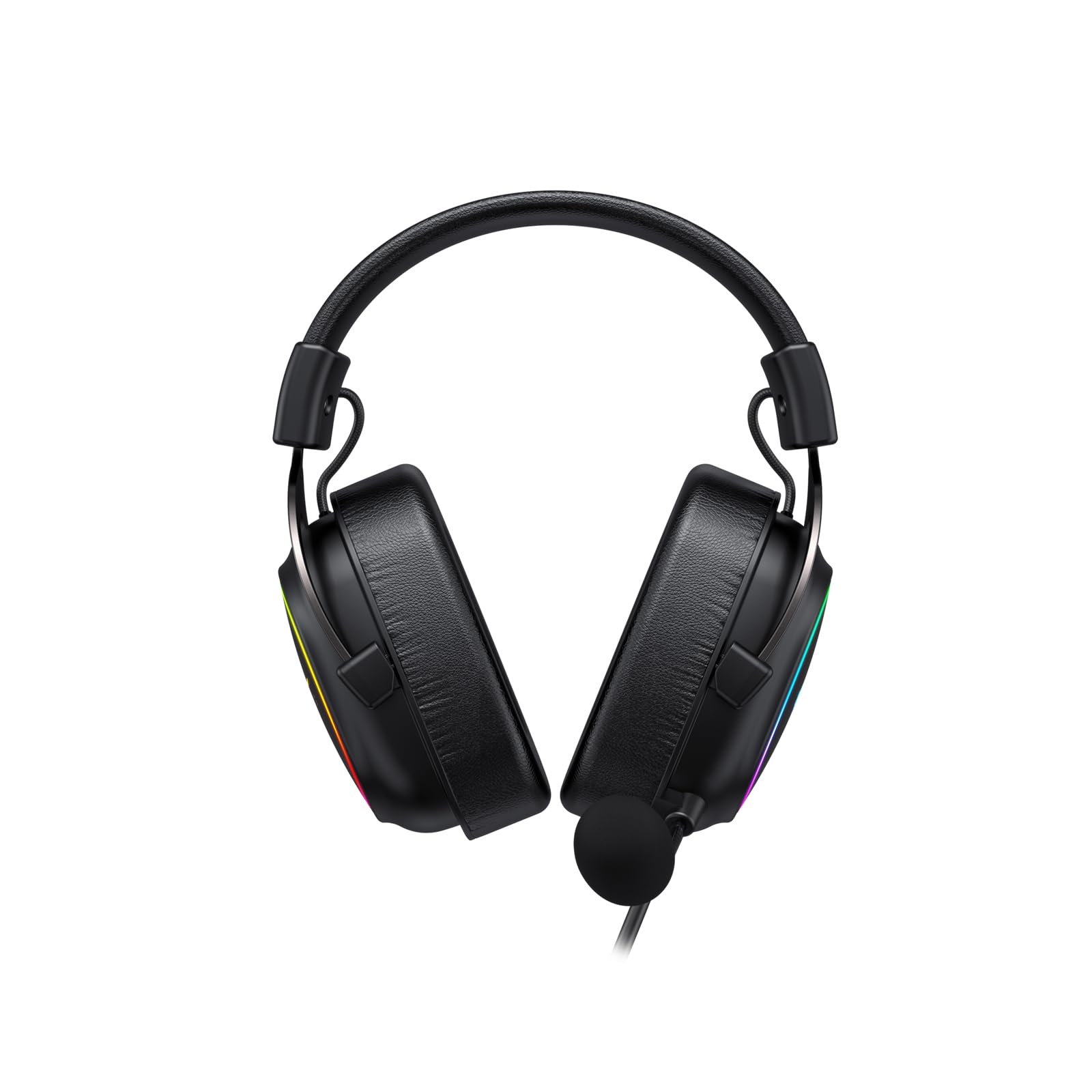 Havit H2002p RGB Gaming Headset mit Mikrofon – 50 mm Treiber – 7.1 Kopfhörer mit Kabel Surround Sound – Memory Foam Ohrpolster, Verstellbarer Kopfbügel - 2 m Spiralkabel (Schwarz, Ocker)