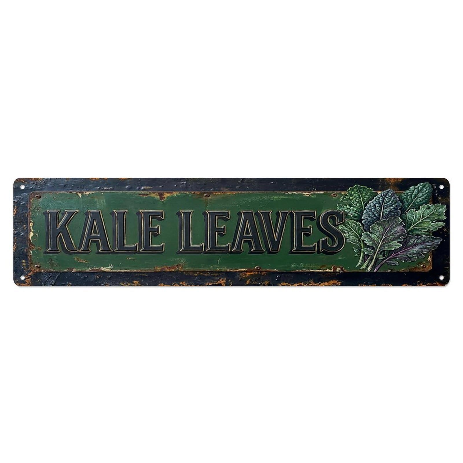 Vintage Kale Leaves Hearty Farmhouse Metal Tin Sign