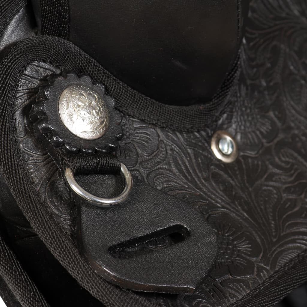 Generico Sella Western Testiera e Pettorale in Vera Pelle 17" Nero,Articoli Sportivi,Ricreazione all'aperto,Equitazione,Finimenti per Cavalli,Selle,Nero,9.26 kg,91354