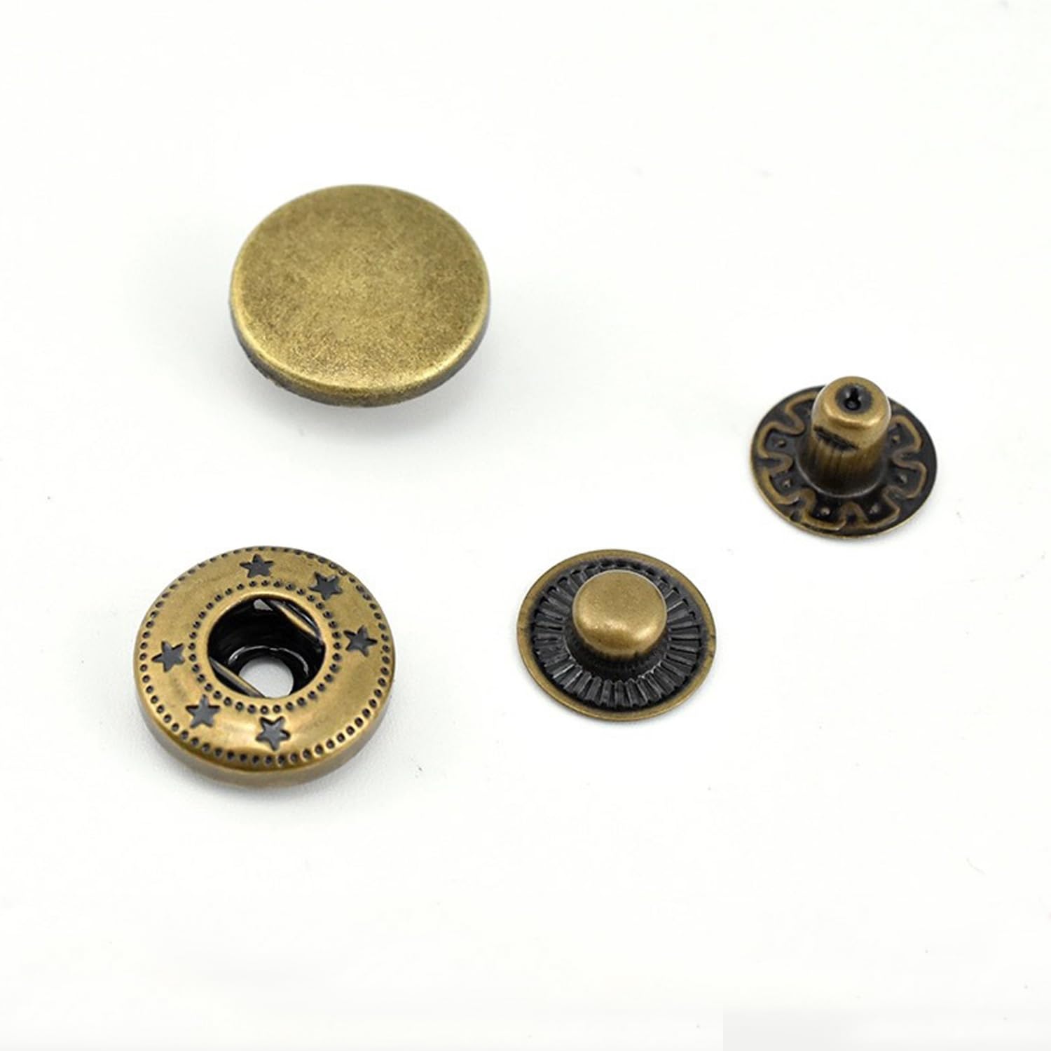 20 Sets Press Studs Snaps Fasteners Buttons, 15mm Sew on Snap Buttons Black Press Stud for Clothing Sewing Handbag DIY Crafts