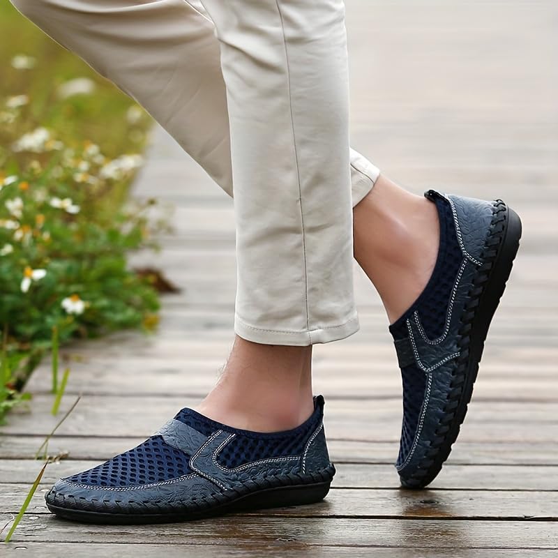Men's Mesh Sandals Slip-On Shoes with Stitching Details for Outdoor Walking Driving, Spring and Summer Men's Breathable Shoes3