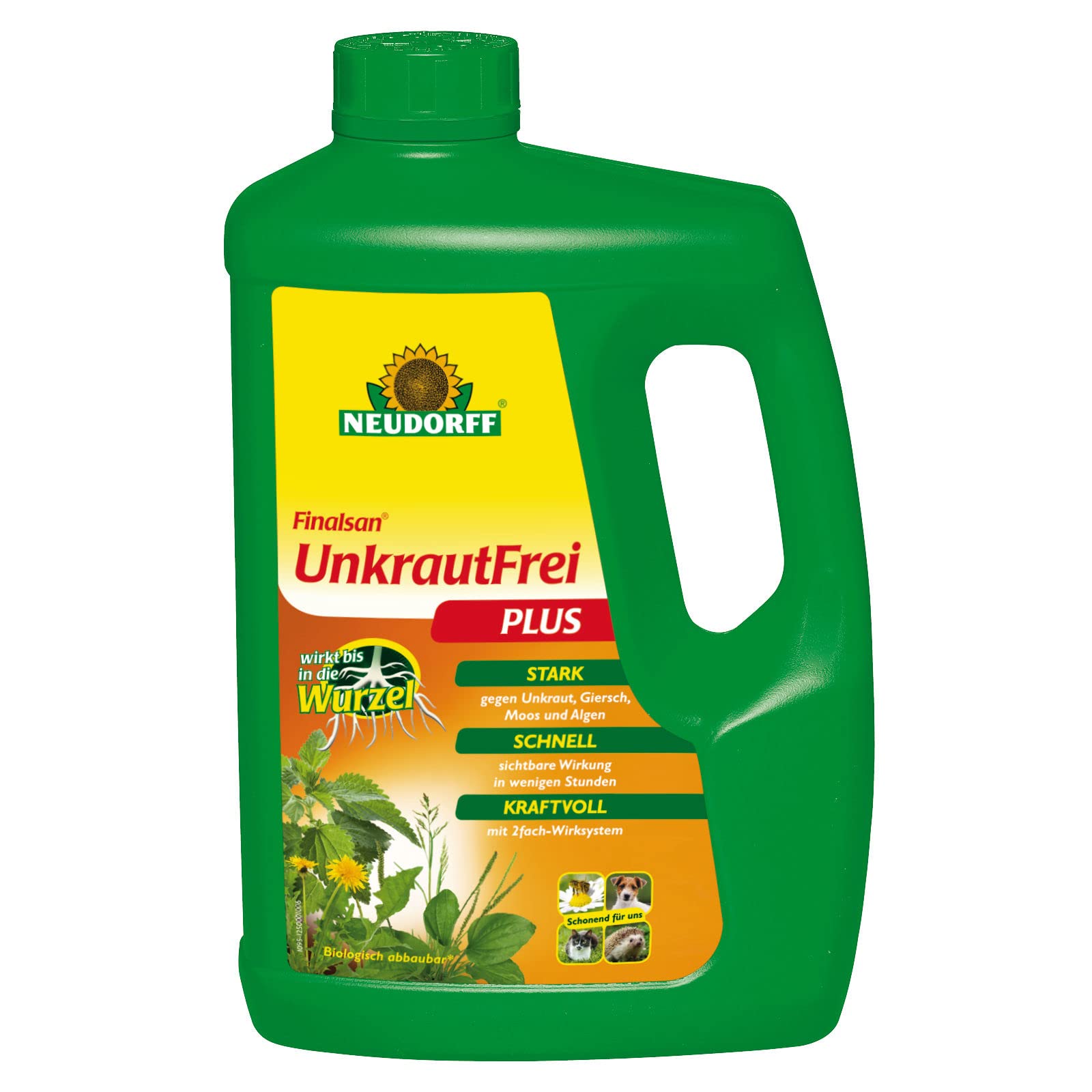 Neudorff Finalsan UnkrautFrei Plus Konzentrat, kraftvoller Unkrautvernichter, der bis in die Wurzel wirkt. Schnell wirkender Unkraut Entferner 2x 2 Liter