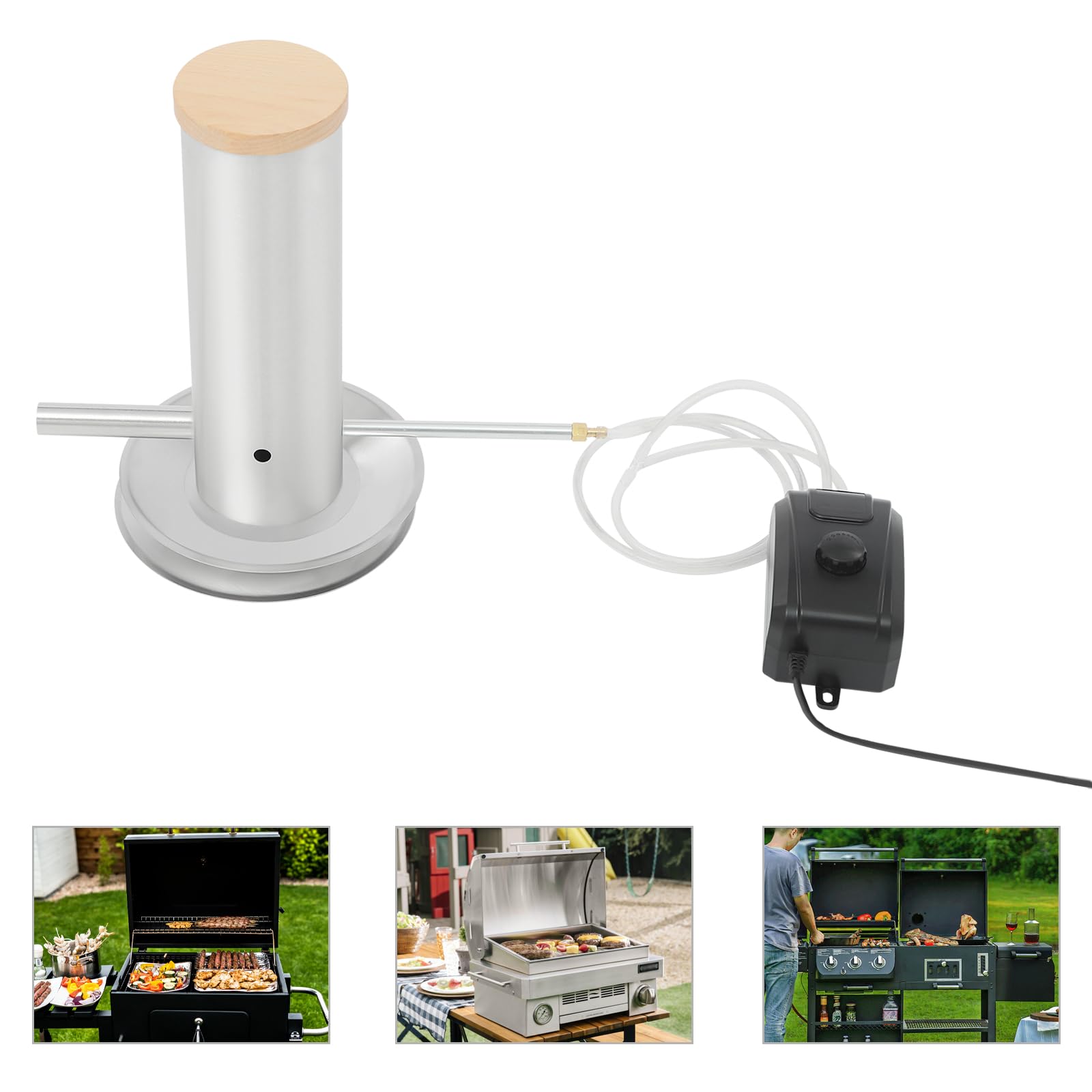 Cold Smoke Generator, Stainless Steel Smoke Tube for Pellet Smoker with Variable Speed Air Pump & Lid for Smoking Meats Vegetables for Electric, Gas, Charcoal Grills