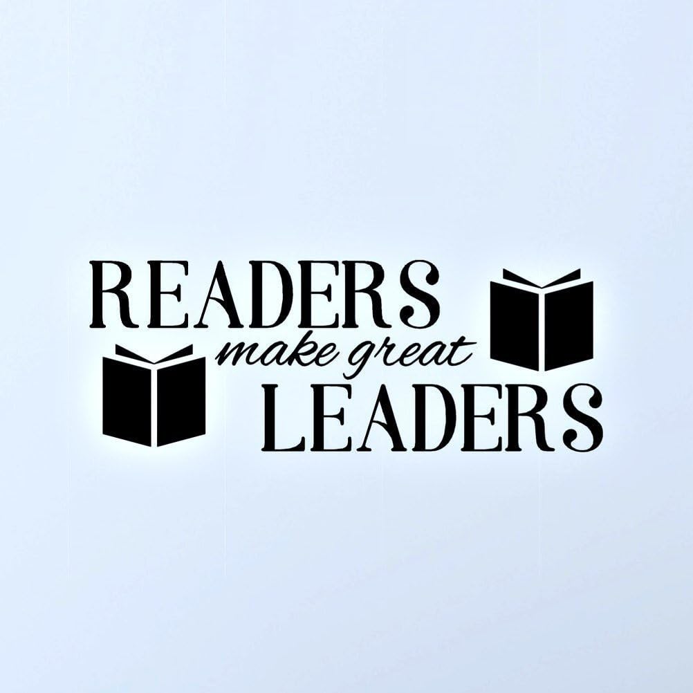 Readers Make Great Leaders Decal, Reading Corner Decorations, Classroom Wall Decor, Library Vinyl Stickers, 29" W x 10.5" H Black