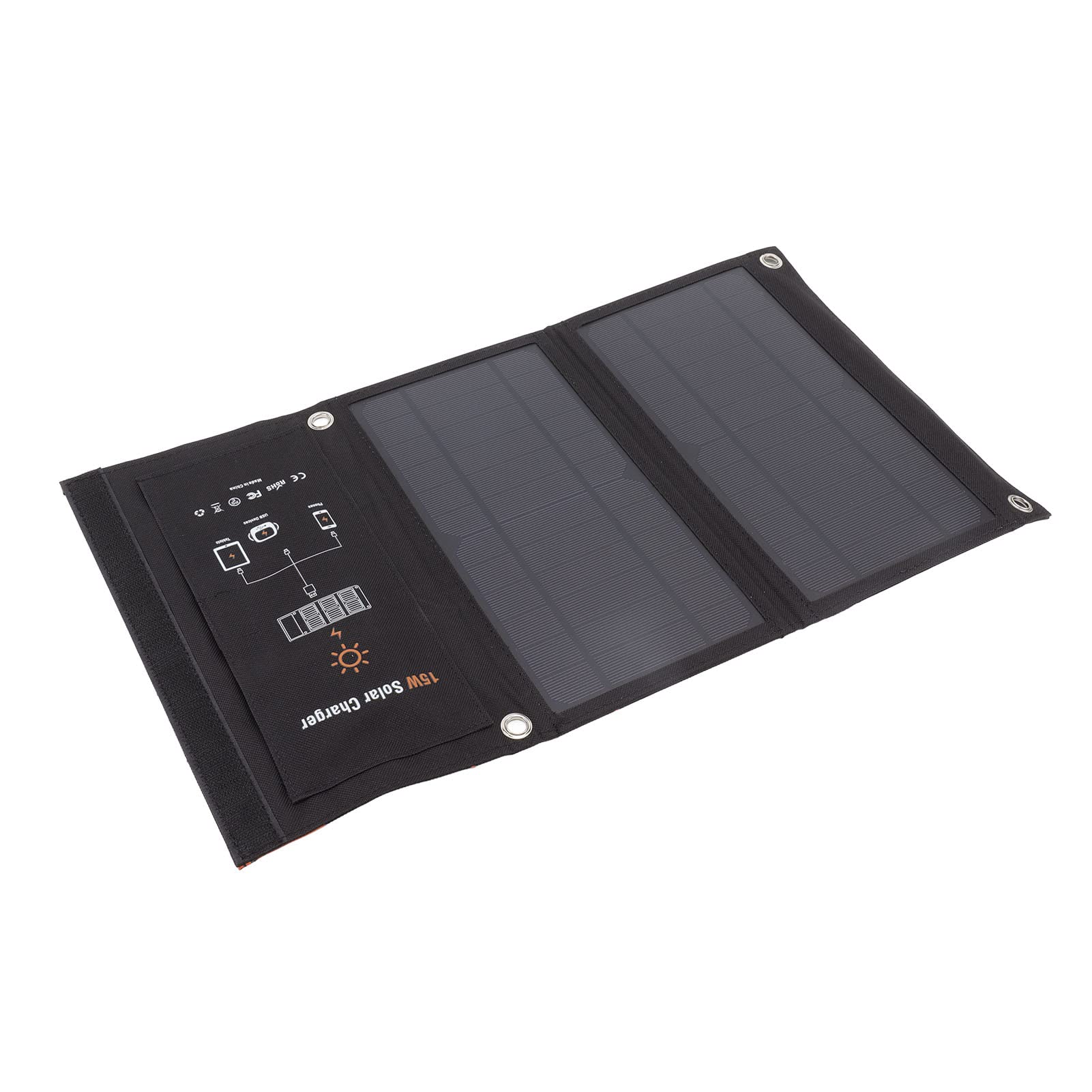 Fafeicy Cargador de Panel Solar, Paquete de Carga Solar Plegable Monocristalino de 15 W con Doble USB, Carga de Energía Portátil Compacta para Acampar, Senderismo, Viajes, Usuarios de Teléfonos Al