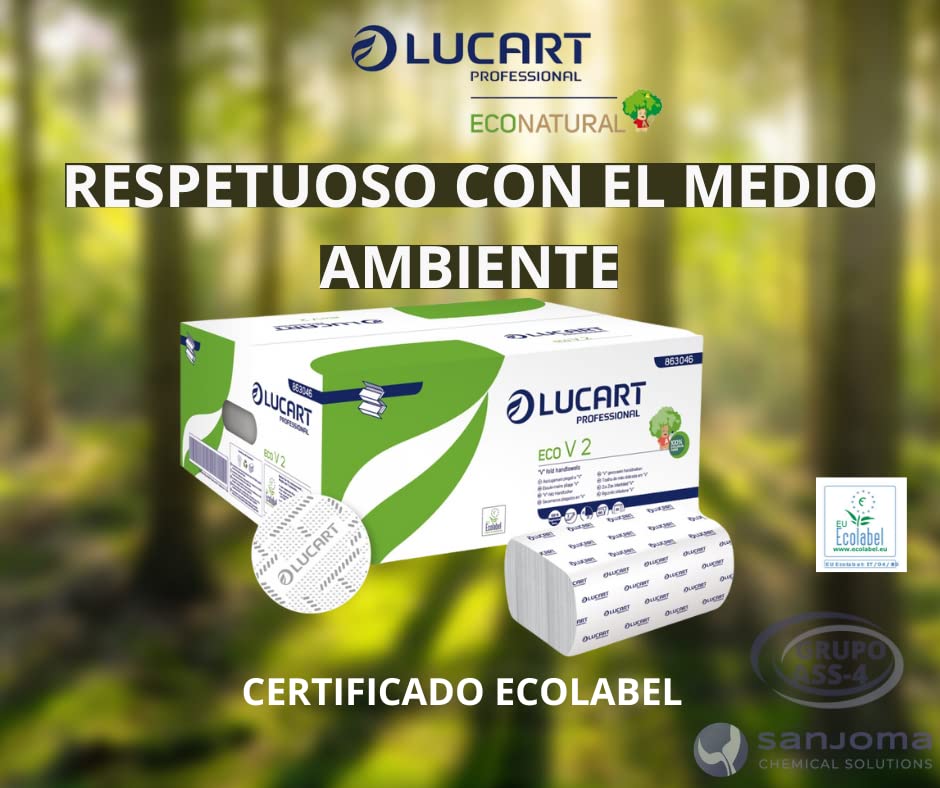 Toallas de papel Lucart | Secador de manos suaves y absorbentes | Compatible dispensador | Certificado ecológico
