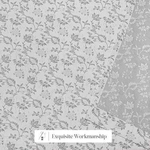 Image of Yellow Weaves 1 Pc Jacquard Botanical Eyelet Long Door Curtain - Perfect for Home, Office, Bedroom, Living Room & Balcony - 7 Feet (Silver)