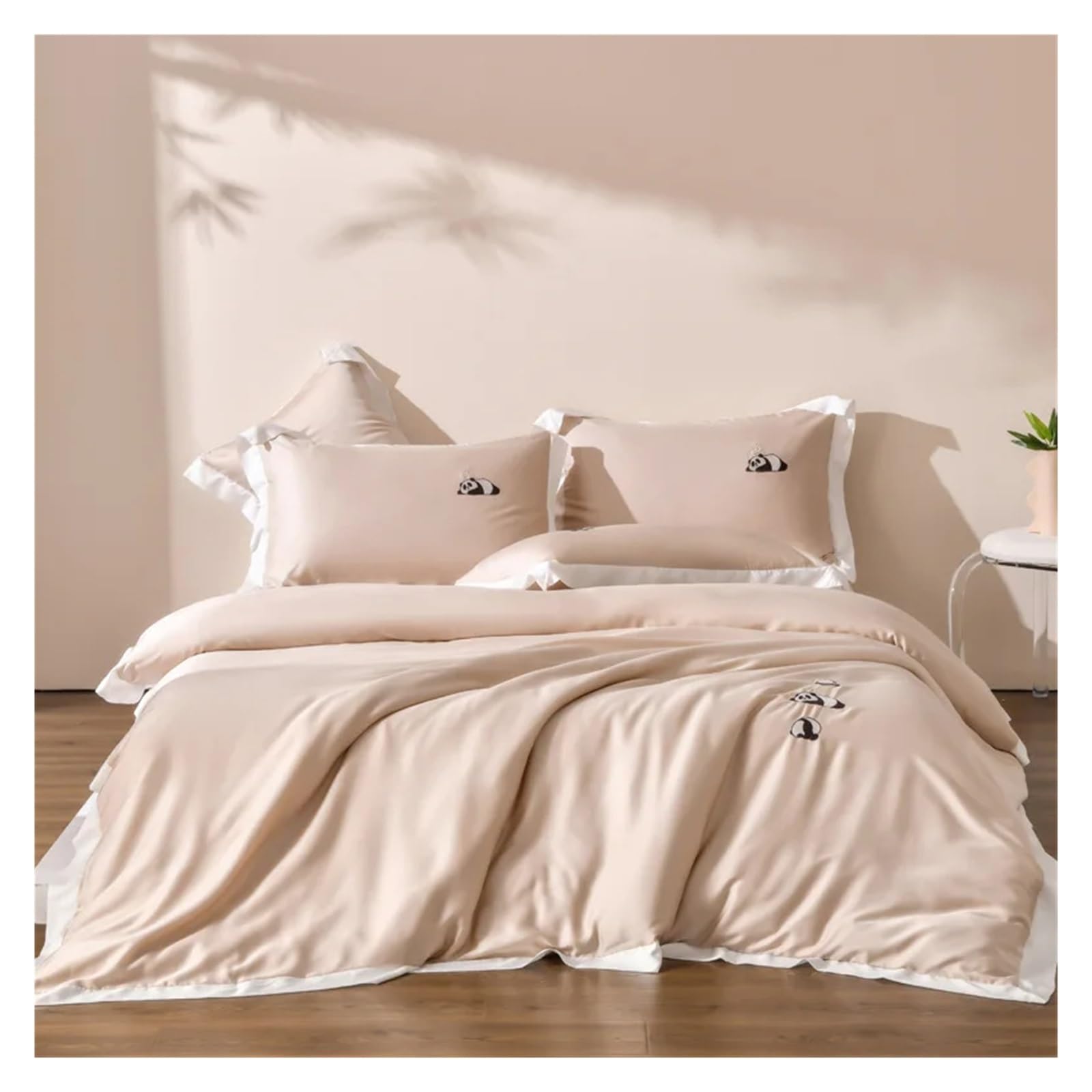 Sbcgfy D Uvet Cover Sets, Soli Color Class Embroidery Four-Piece Bedding Silk Quilt Cover,-Queen Size 1.8M Be 4Pcs