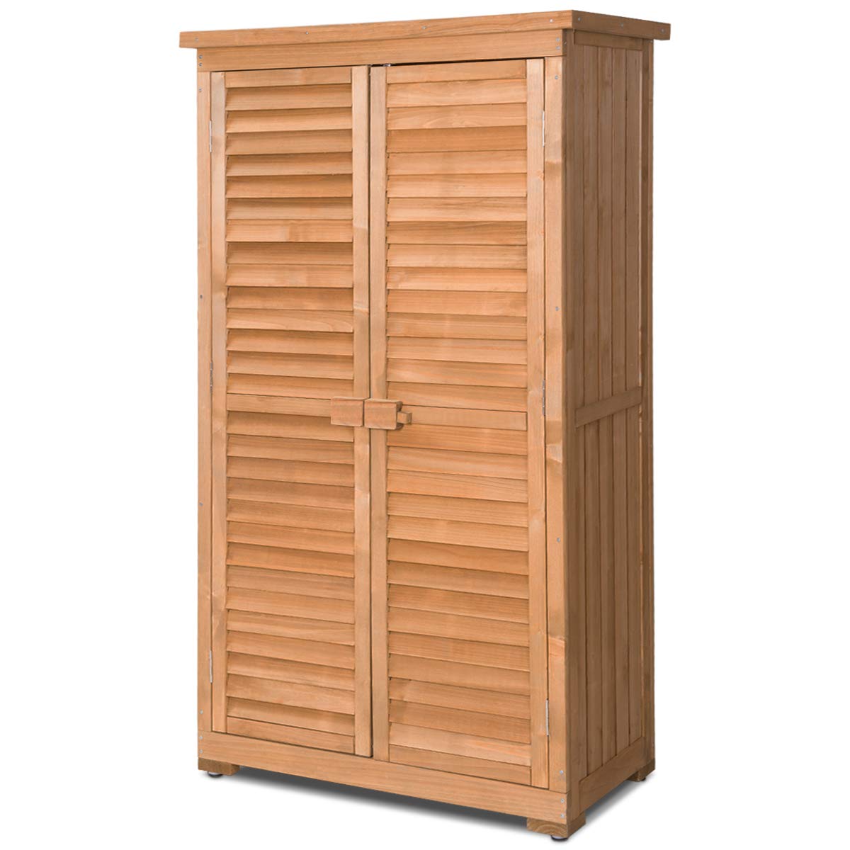 Goplus Outdoor Storage Wooden Garden Shed with Latch