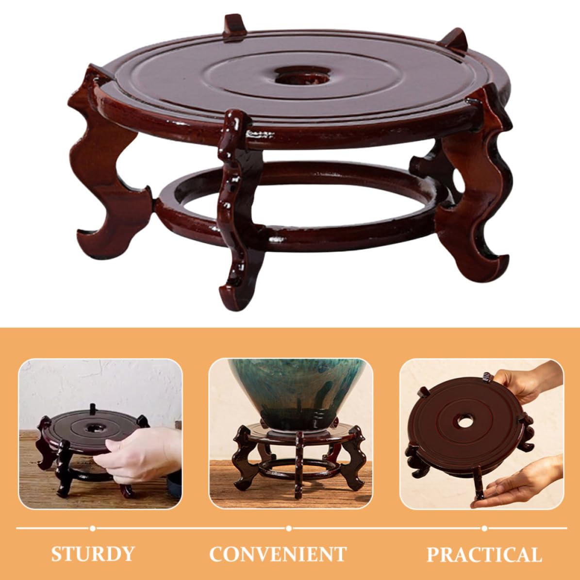 Soporte de Madera y Evitar Humedad Patas Pequeñas , Fácil de Transportar para Macetas Adecuado para Decoración de Mesa Hogar