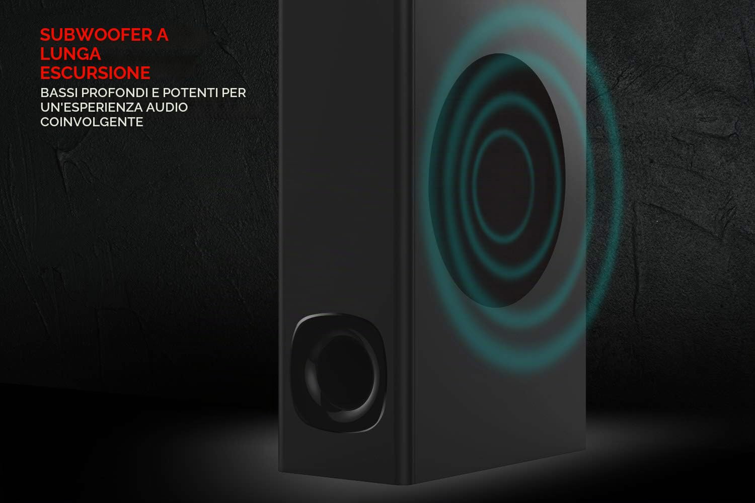 CREATIVE Soundbar Stage under-monitor a 2.1 canali con subwoofer per TV, computer e schermi ultrawide, Bluetooth/ingresso ottico/TV ARC/ingresso AUX, telecomando e kit per montaggio a parete