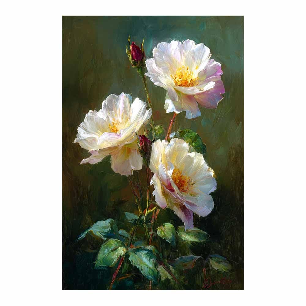 Hoqiu Multicolor Flower Posters Light Ros Blooming Modern Canvas Wall Art, Decorative Paintings, Canvas Painting Wall Art For Home Decor.(Multicolor)-60X80cm Unframed