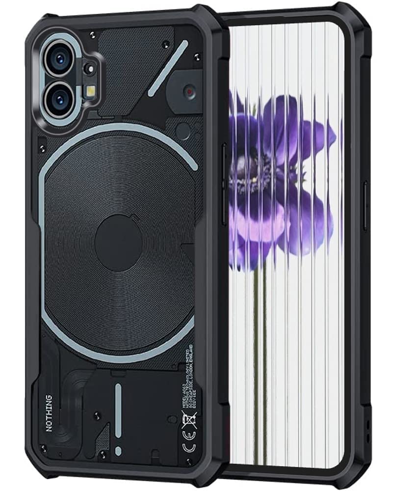 WOW Imagine TPU+PC Shock Proof Clear Protective Back Cover Case For Nothing Phone 1 5G - Airedge Technology | 360 Degree Camera Protection | Transparent Hybrid Back Case Mobile Cover - Black