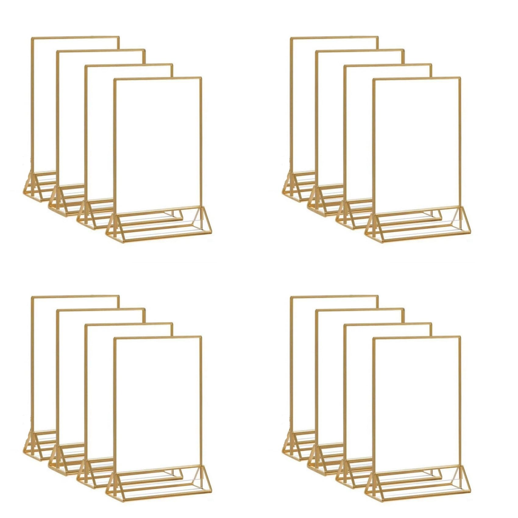 Hndhbfgrt 16X Acrylic Sign Holder Gold Picture Frame Double Sided Clear Display Stand, Gold Acrylic Frames