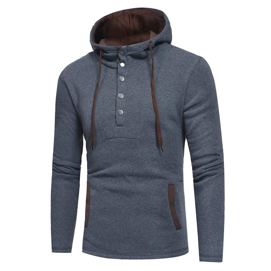 UMIPUBO Pull Homme Polaire Chaud Sweats à Capuche Casual Hoodie Sweatshirt Avec Poche Kangourou Pour Hiver Et Automne Vetement(Gris Foncé,M