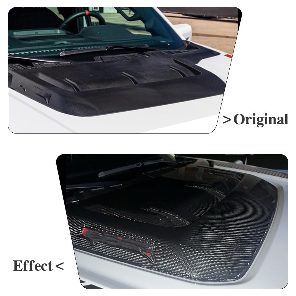 Jogon Dry Carbon Fiber Engine Hood Air Outlet Vent Trim for Ford F-150 Raptor 2021 2022 2023 2024 Front Hood Vent Cover Panels, Air Flow Intake Decals (Glossy CF)
