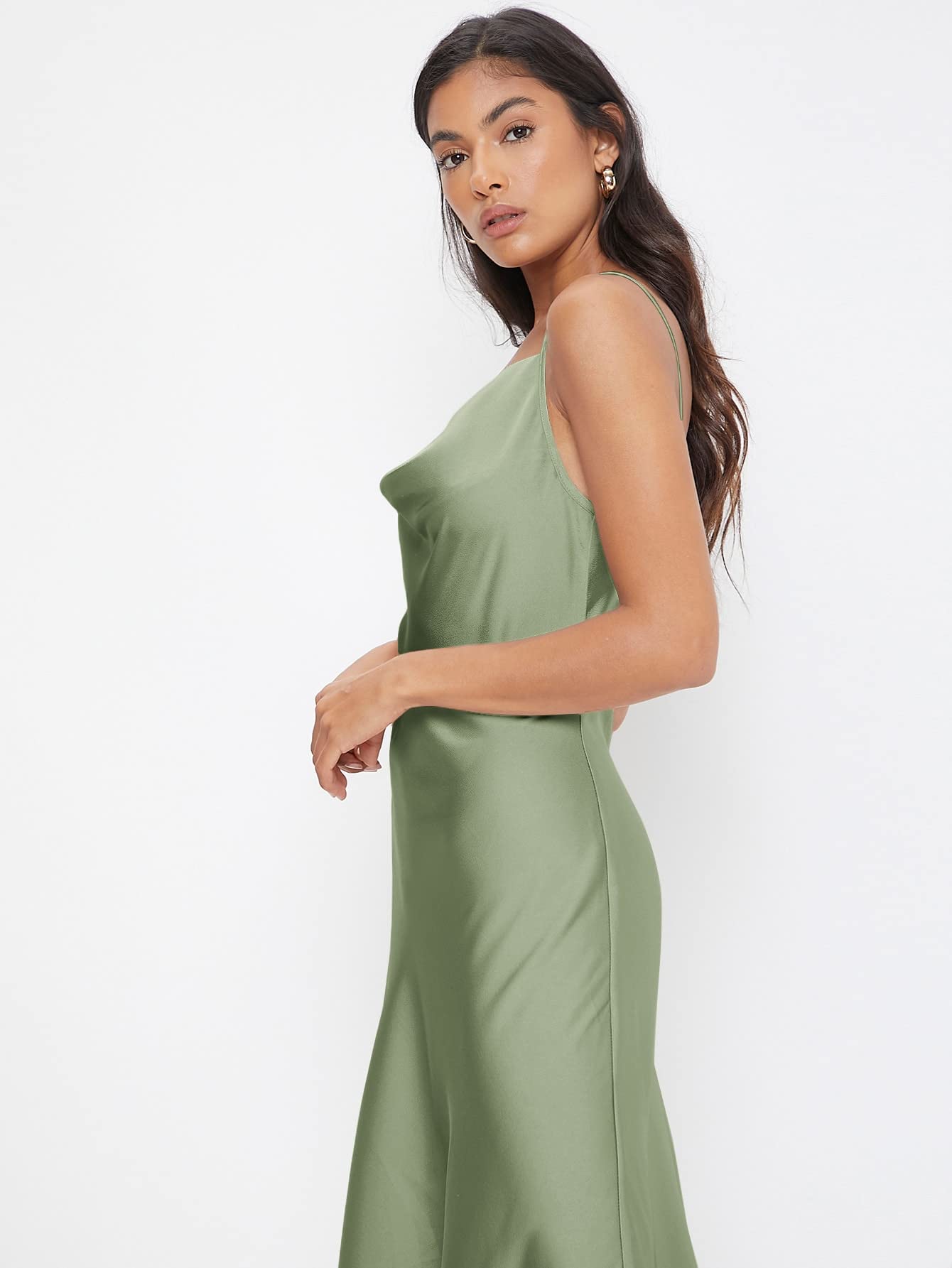 Amazon.com: Women's Dresses Cowl Neck Solid Slip Dress Dress for Women  (Color : Mint Green, Size : Medium) : Clothing, Shoes & Jewelry
