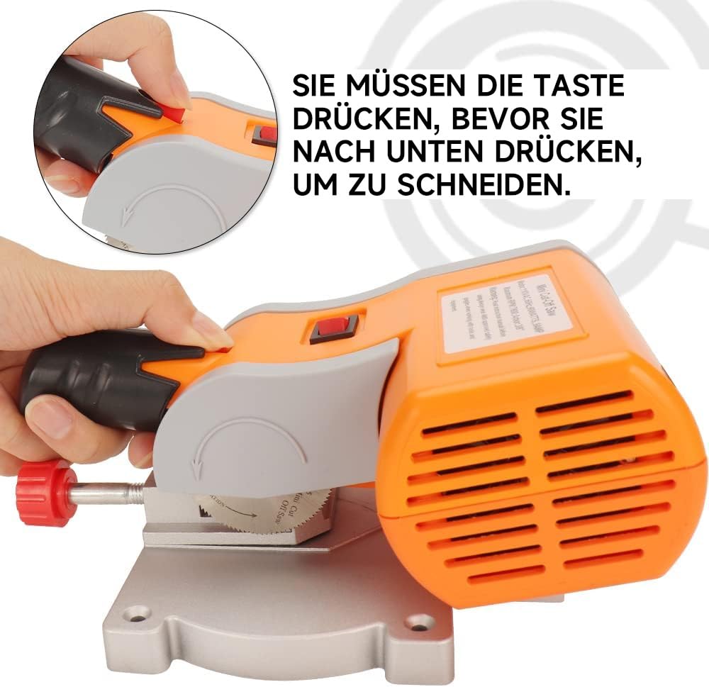 SI FANG Mini Gehrungssäge, 0–45°Kappsäge Tischsäge mit 50mm Schneidscheiben, Tischkappsäge für Schneiden von Metall Holz Kunststoff