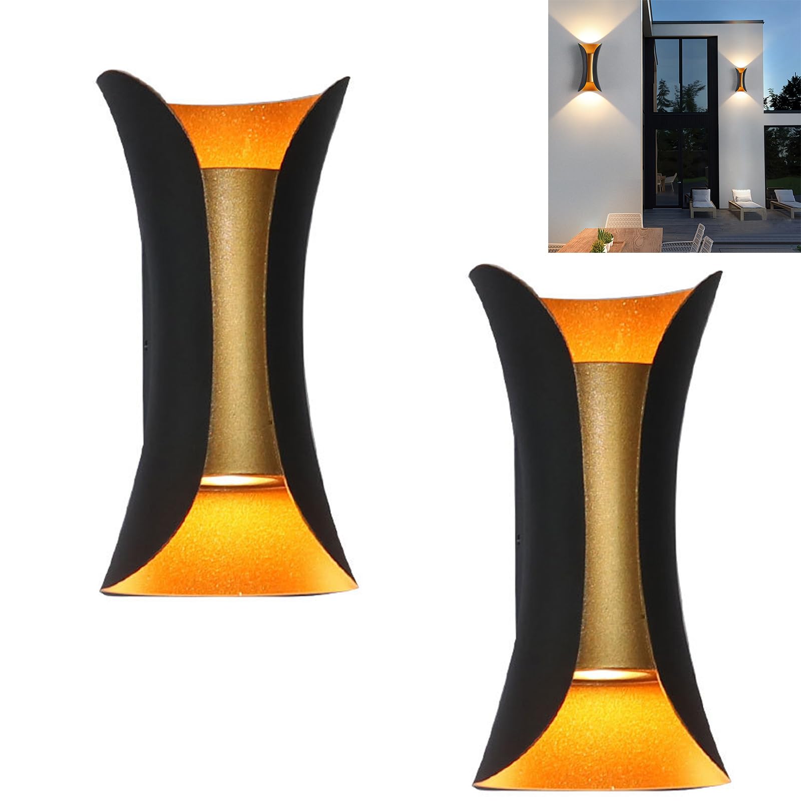 VDOQTLJT LED Wall Lights 10W Indoor Outdoor Lamp 2 Pack IP65 Waterproof Outside Lighting Modern Aluminium Up and Down Sconce 3000K Warm White for Hallway Porch Garden