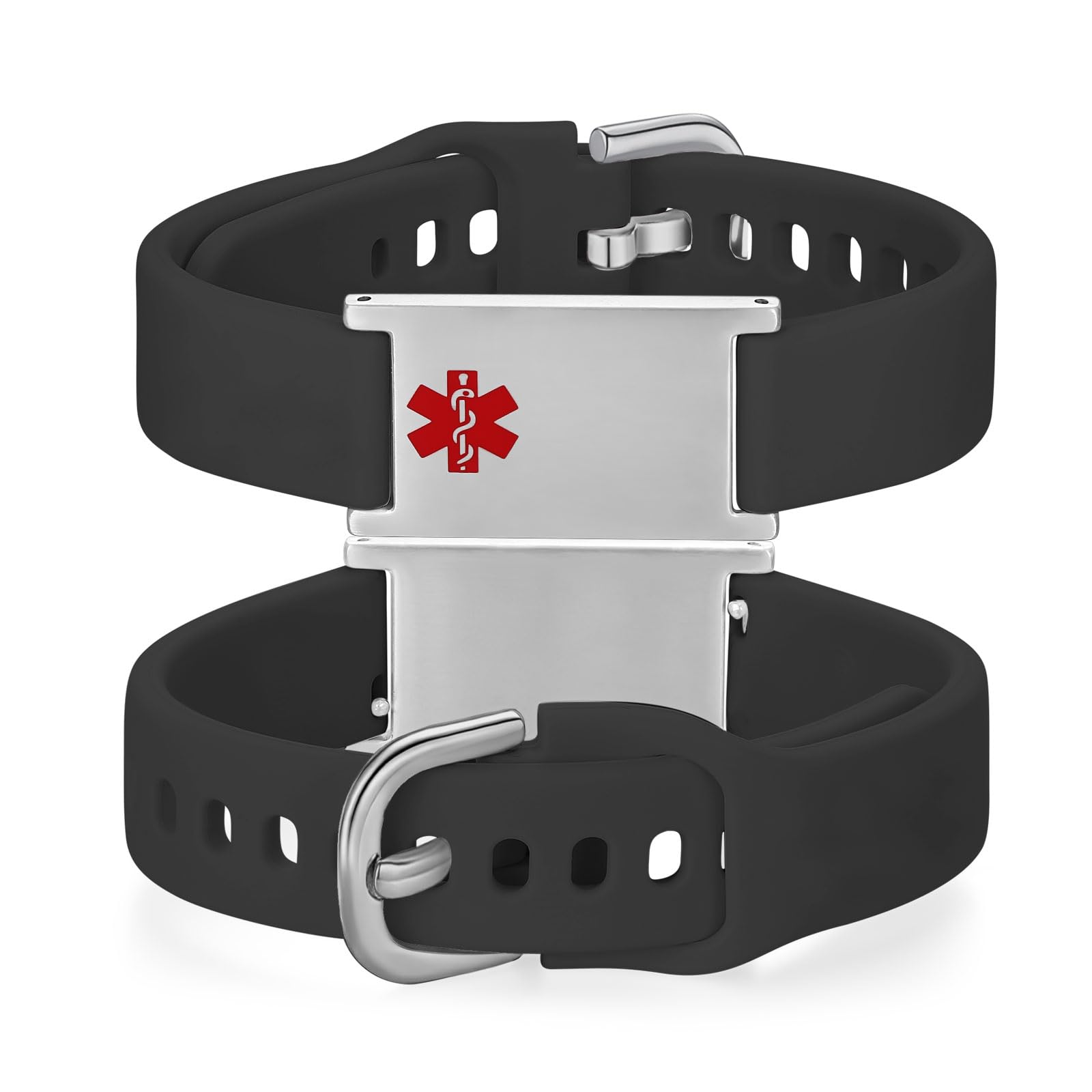 LinnaLove Medical Alert ID Bracelet – Adjustable Silicone Band, Custom or Pre-Engraved Options, QR Code Available