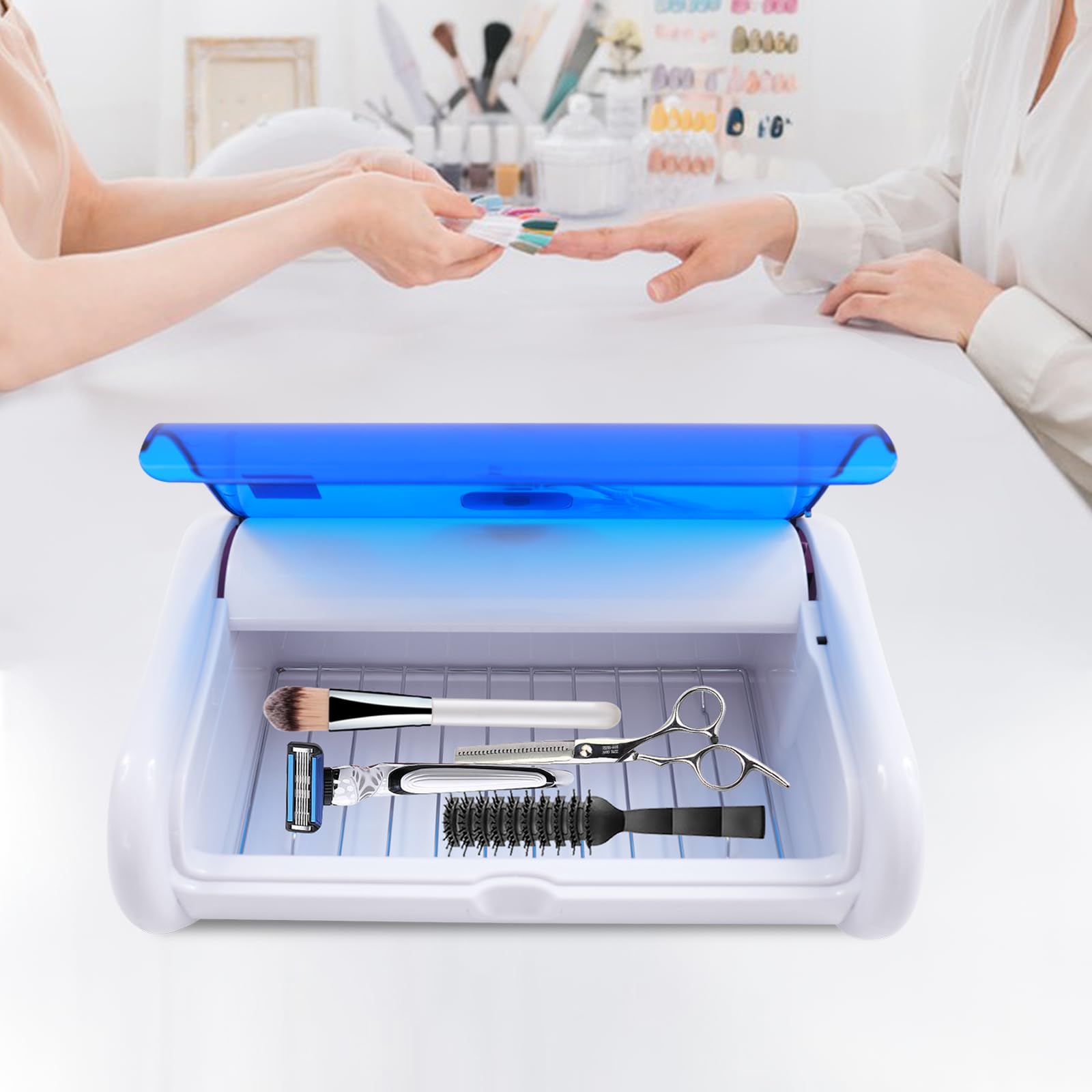 Esterilizador UV 6 W 220 V con rejilla, herramienta de esterilización de 2 l para instrumentos, desinfección, salón de manicura, cuidado de pies, tatuaje, 31 x 21,5 x 10 cm