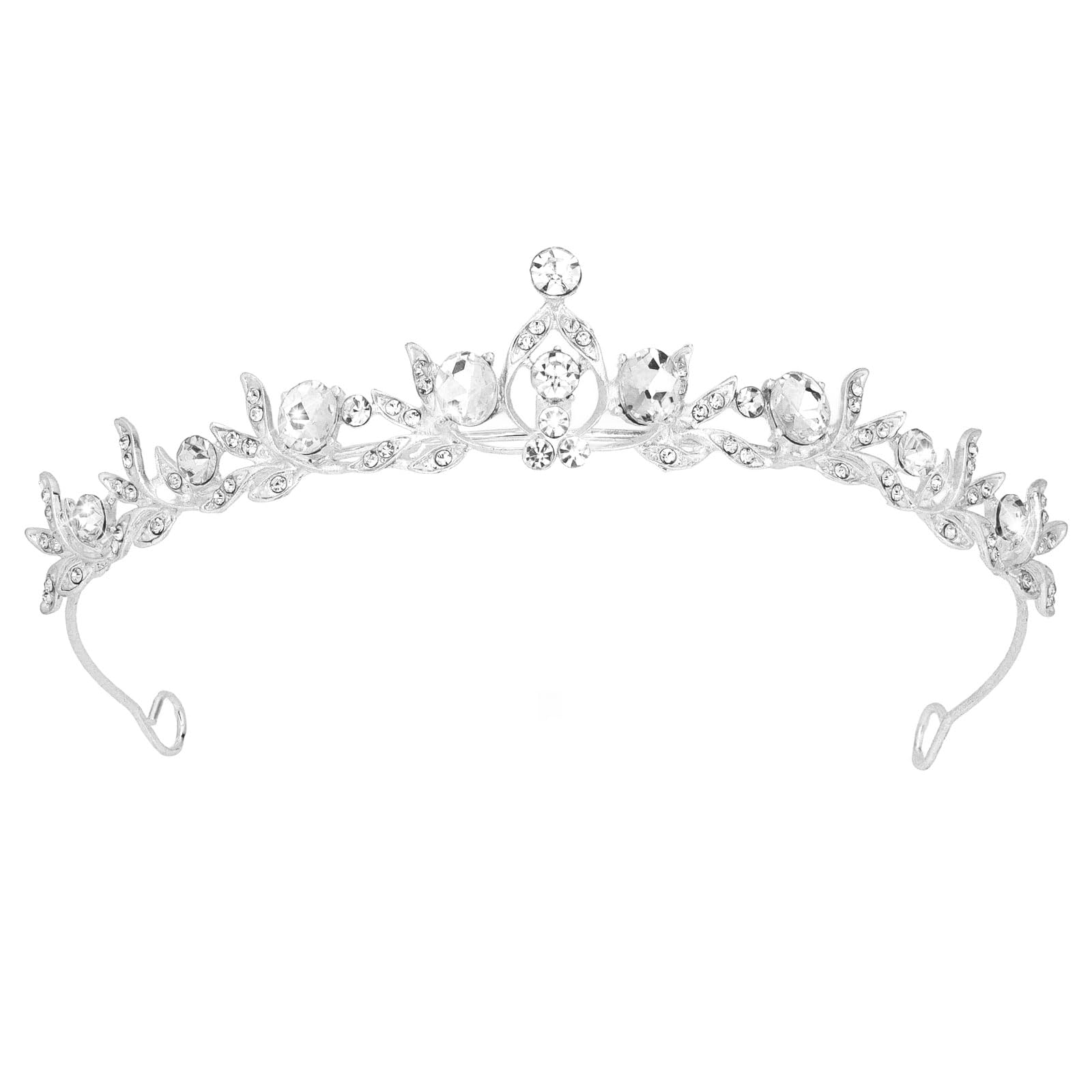Crown for Women Princess Silver Tiara for Girls Shiny White Rhinestone Hair Accessories for Birthday Crown for Wedding and Party