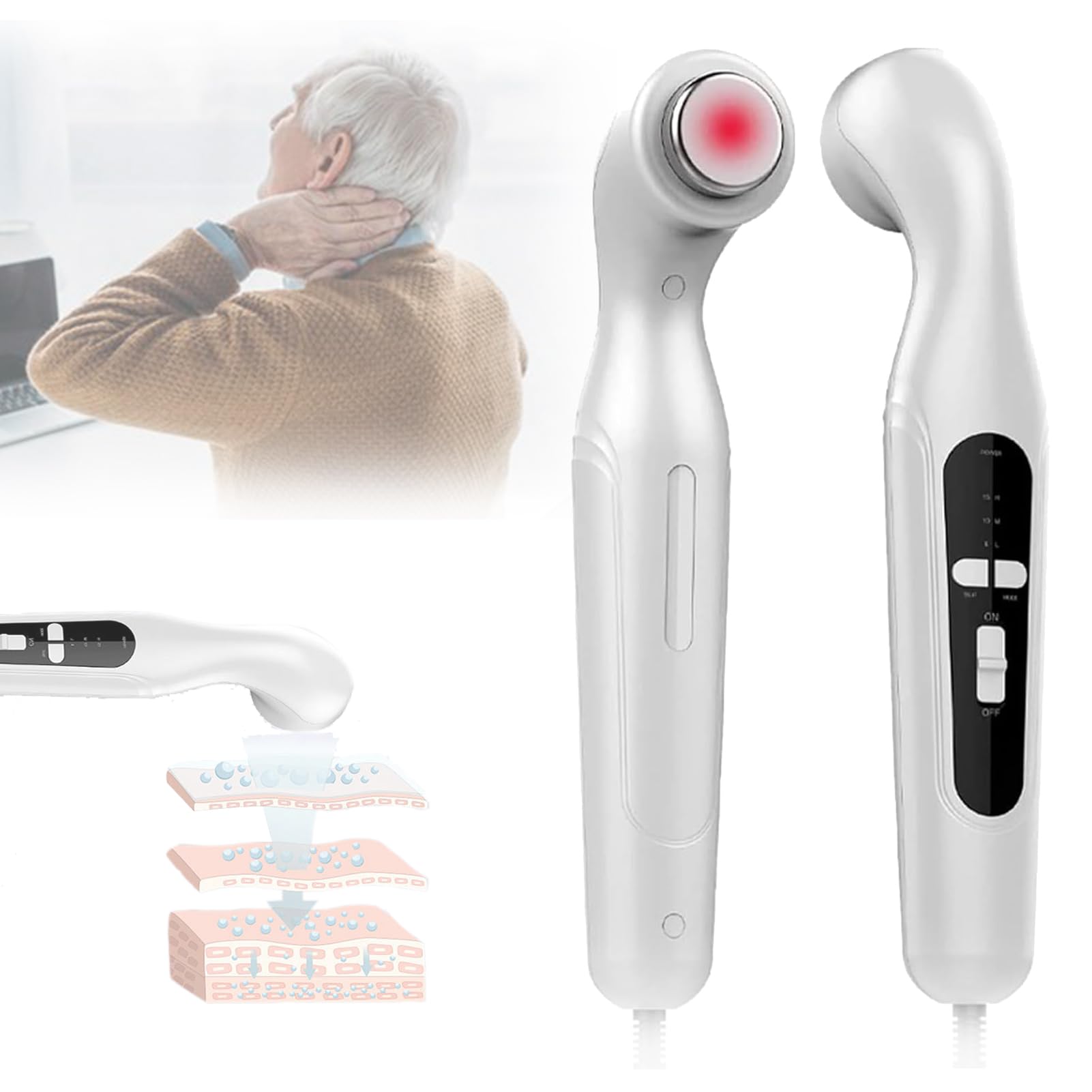 Máquina de ultrasonido para fisioterapia terapéutica, 3 niveles de intensidad para aliviar el dolor corporal, masajeador muscular profundo para lesiones deportivas y uso profesional