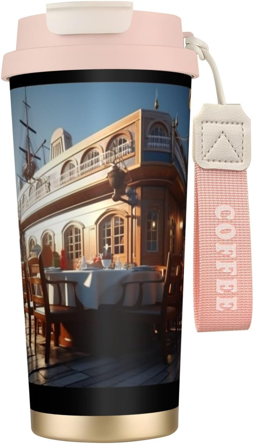 Unique Customized Coffee Mug - Insulated Stainless Steel Tumbler for Travel, Home & Office - 17 oz Pirate Tavern Pink