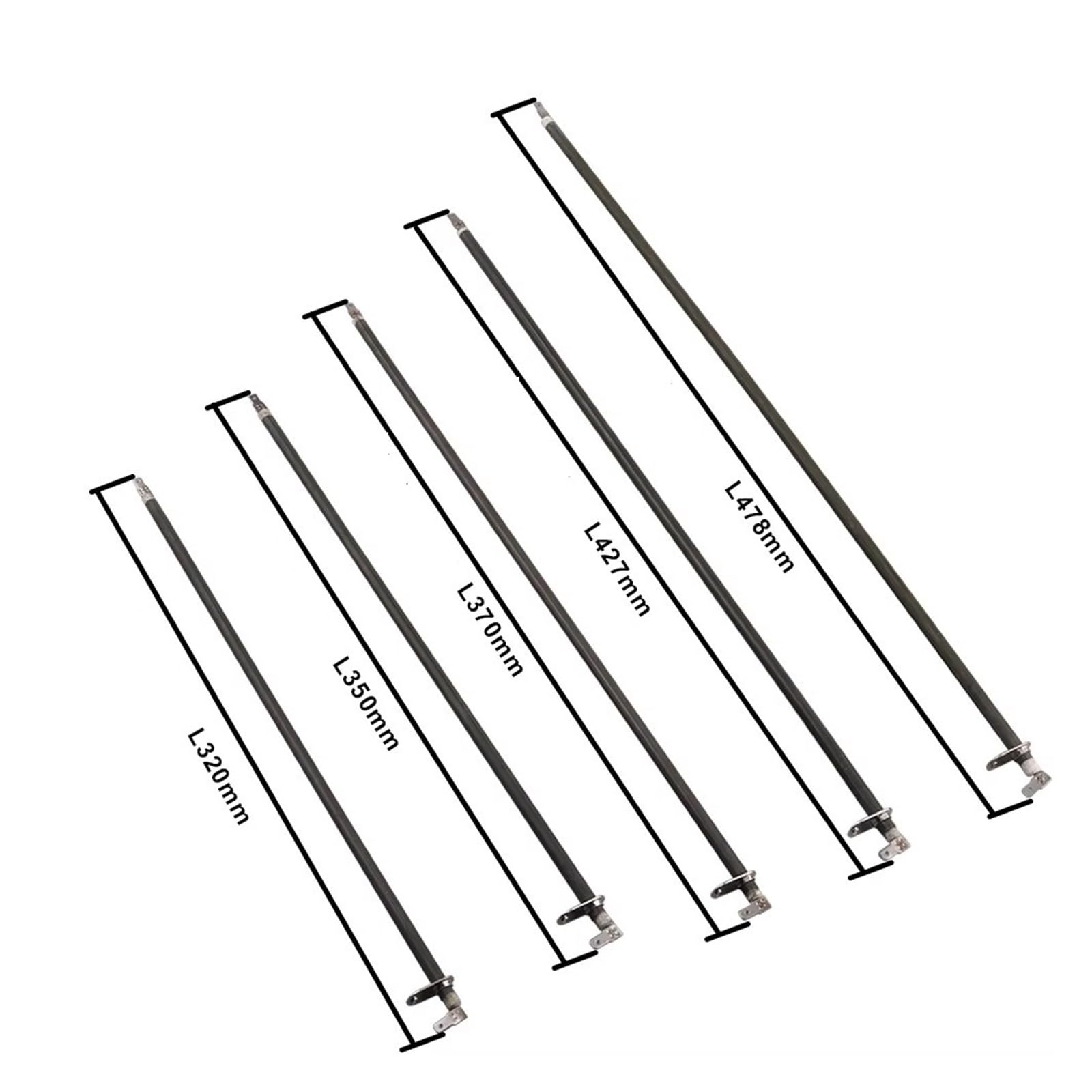 2 Resistencias De 110 V-115 V, 300-500 W, Compatibles Con Hornos Eléctricos DERNORD, Con Tubo Recto Y Chapa Metálica Recocida SUS304.(300W)