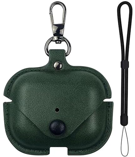 For AirPods Pro3 ケース 保護カバー 【ZENGZOUZ】AirPods Pro 第3世代 ケース レザー製 軽量 落下衝撃保護 紛失防止 充電対応 着脱簡単 手触りが良い(グリーン)