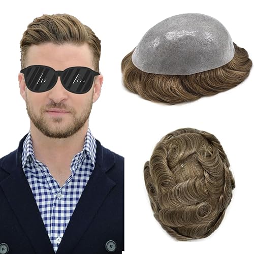 Miniatura 1 de Toupee - Pieza de cabello humano real para hombre, pieza de pelo de poli para hombre, sistema de reemplazo de pelo de tupé para hombres, extensiones