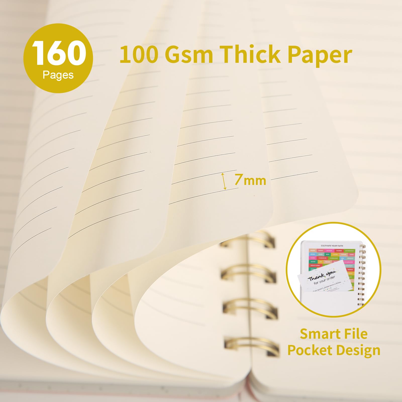 Amazon | スパイラルノート 5.75インチ x 8.2インチ ライトイエロー