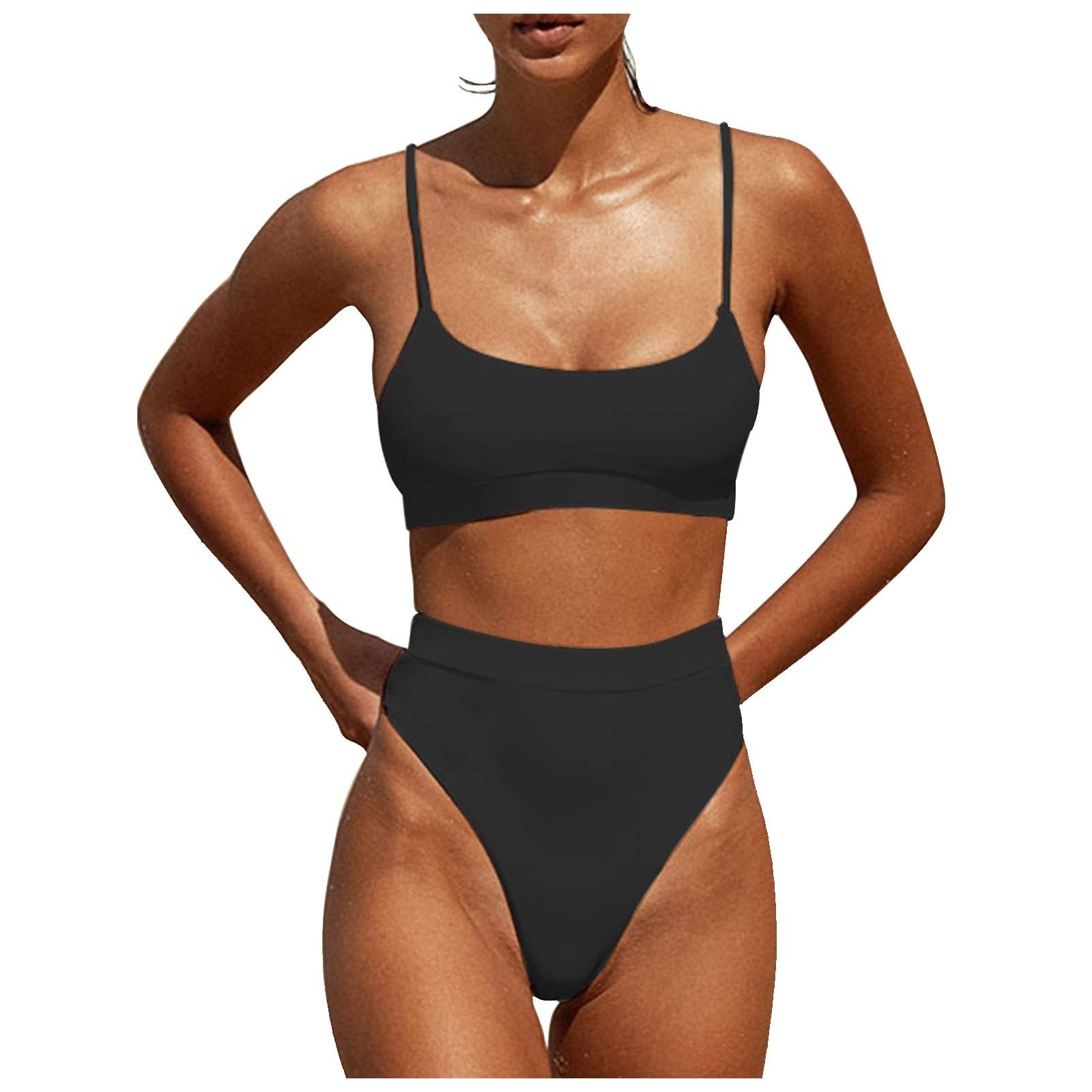 Damski Zestaw Bikini Z Halterem I Dołem Od Push-up Góra Dwuczęściowy Strój Kąpielowy, Żółty, S