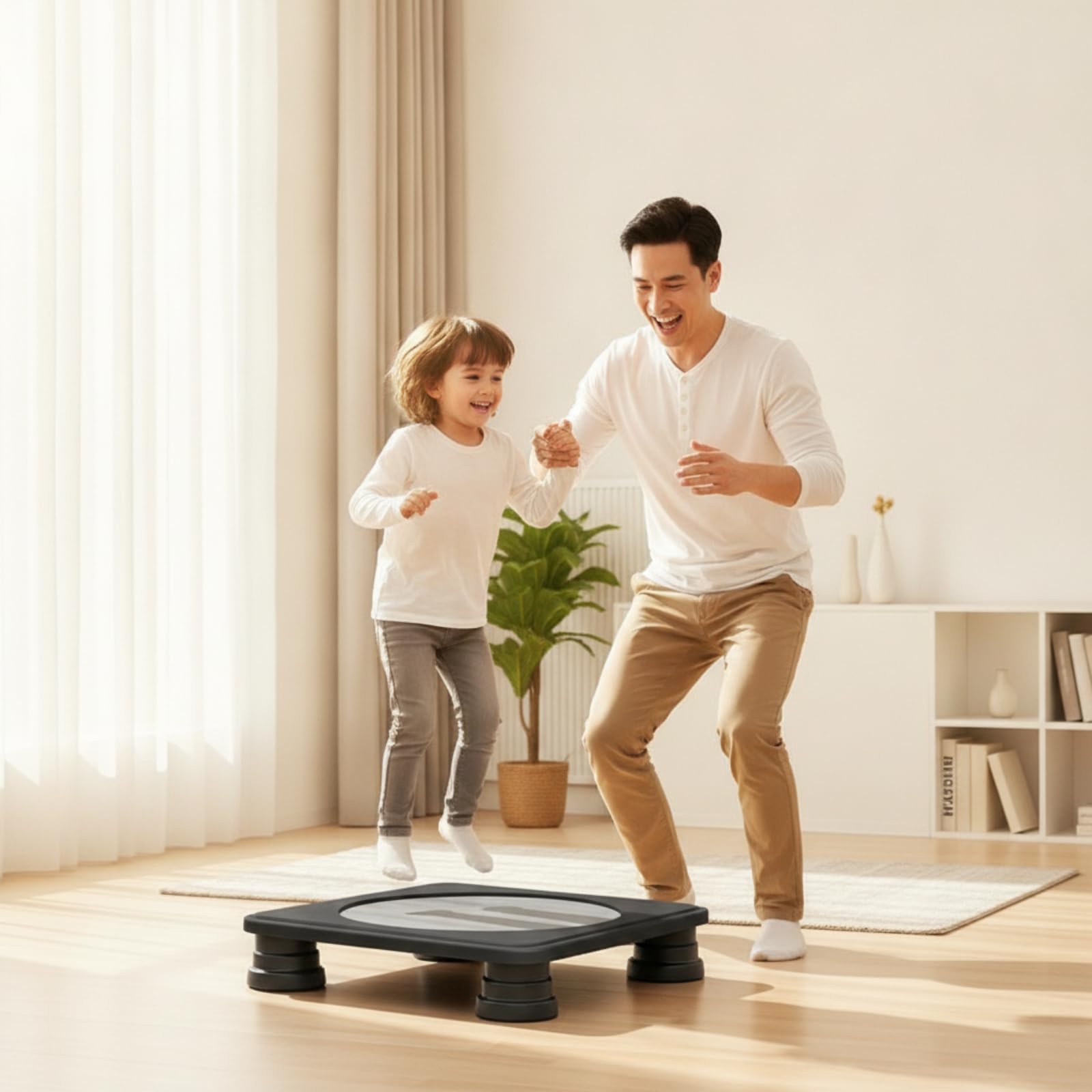 F Fityle Trampolino per Bambini Mini Trampolino per Casa Tappeto Elastico per Attività Fisica Piedini Corti Antiurto in PP Struttura Stabile a Impatto Leggero, Arancione