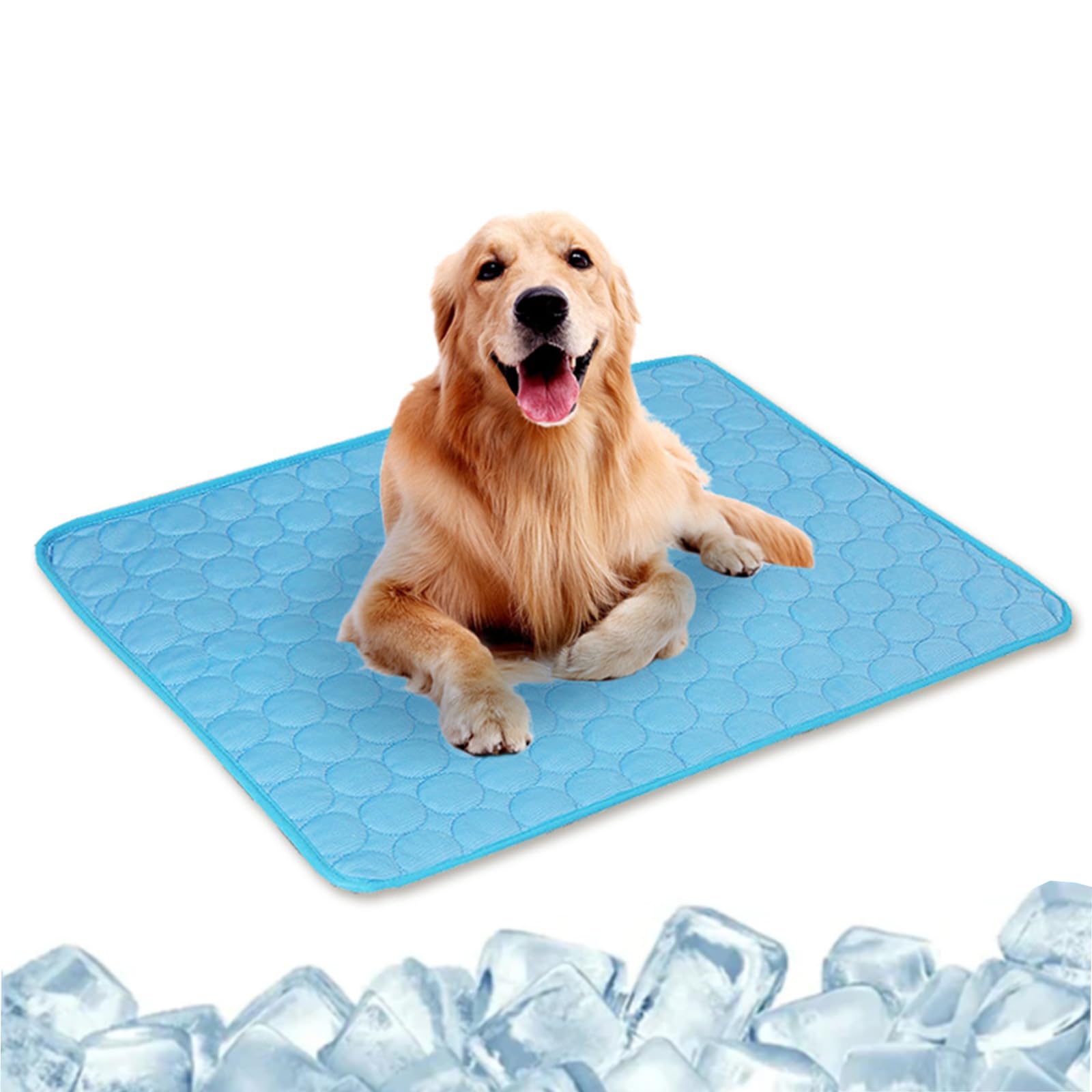GodbTG Premium Cooling Mat For Pet, Summer Ice Silk Dog Cooling pad & Washable Pee Pad for Indoor or Outdoor - Bottom Waterproof and Anti Slip (Blue,XL/100 * 70cm)
