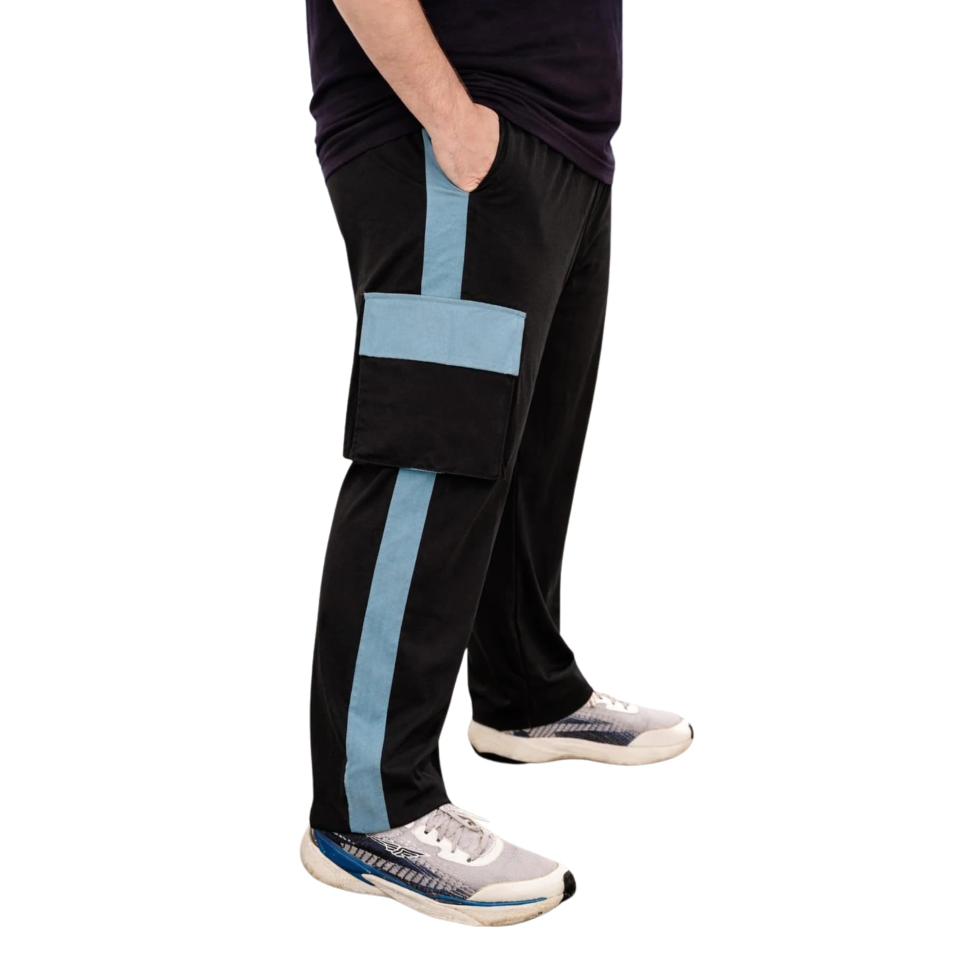 Men Cargo Track Pants with Side Pocket | Regular Fit Joggers | Stretchable Casual & Sports Lower for Gym Running Walking (in, Alpha, 6XL, Regular, Standard, Black)-picture-39