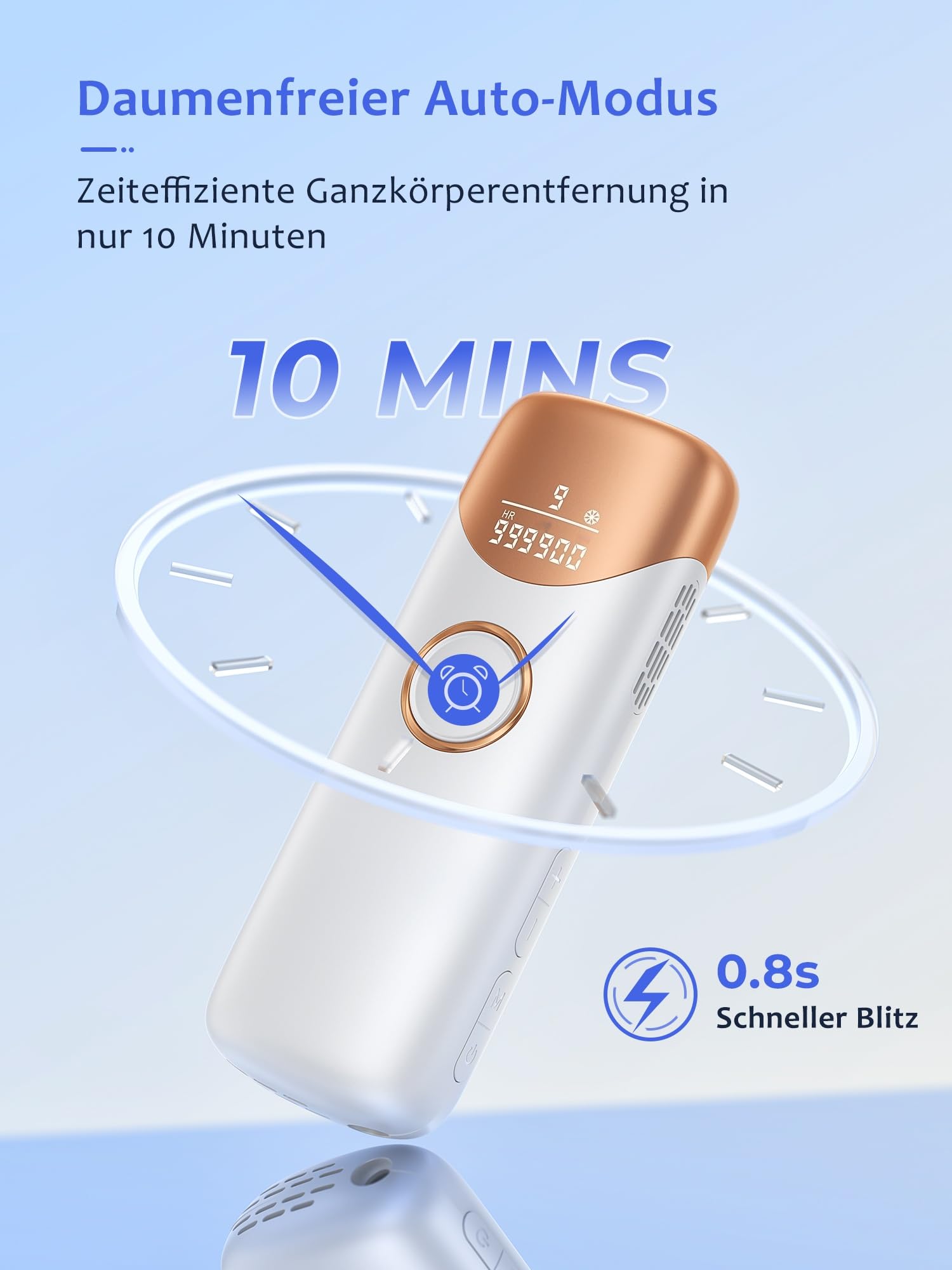 IPL Haarentfernungsgerät mit Kühlfunktion MAX 19.8J 999.900 Lichtimpulse 9 Energiestufen Weiß