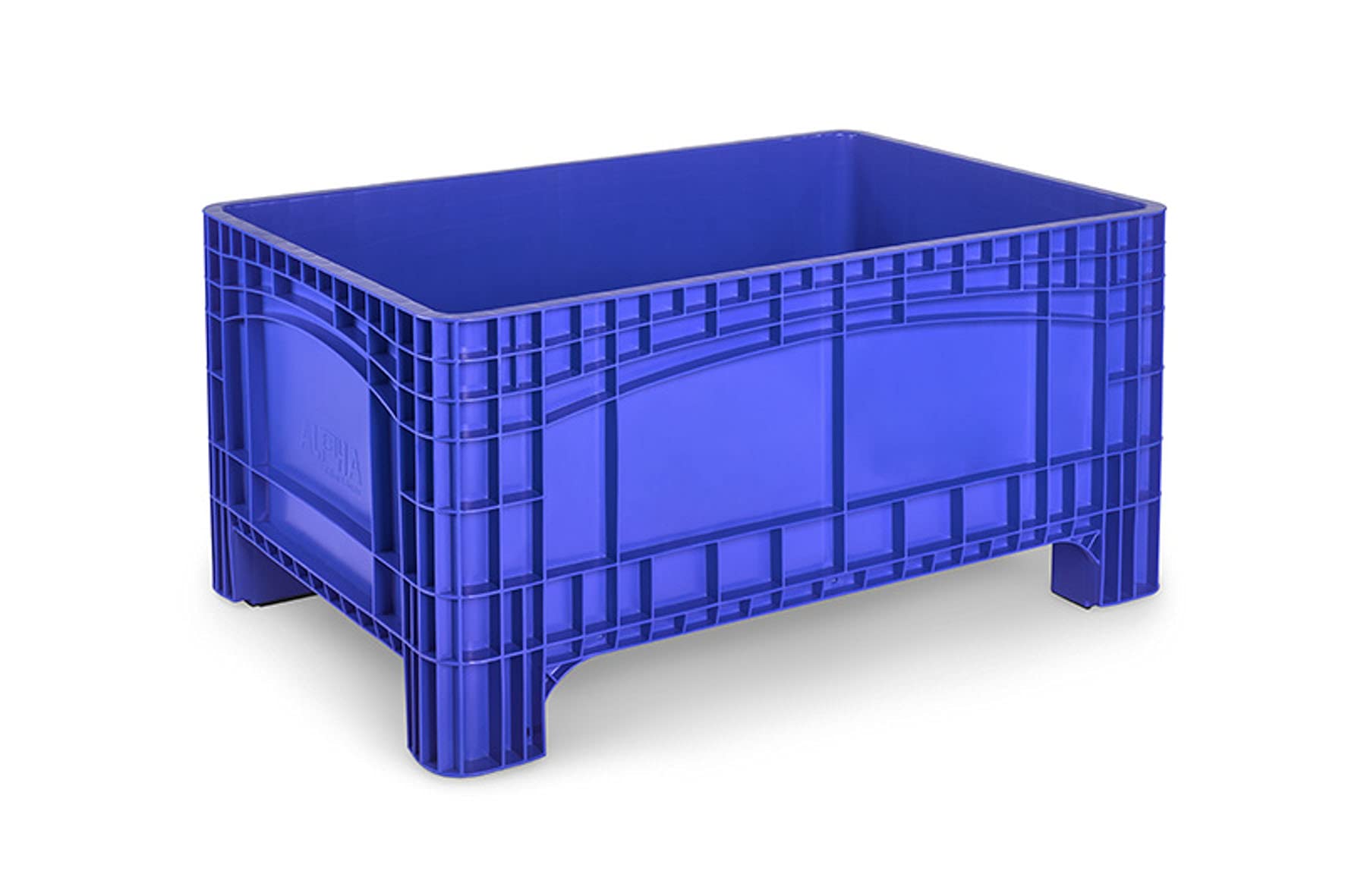 Palettenbox 1200x800x580mm, Boxfabrik NOAH L, Großbehälter, Umzugsbehälter, Transportbox, Kunststoffbehälter, Containerwagen, Transportwanne, Made in Germany (Blau, Füße)